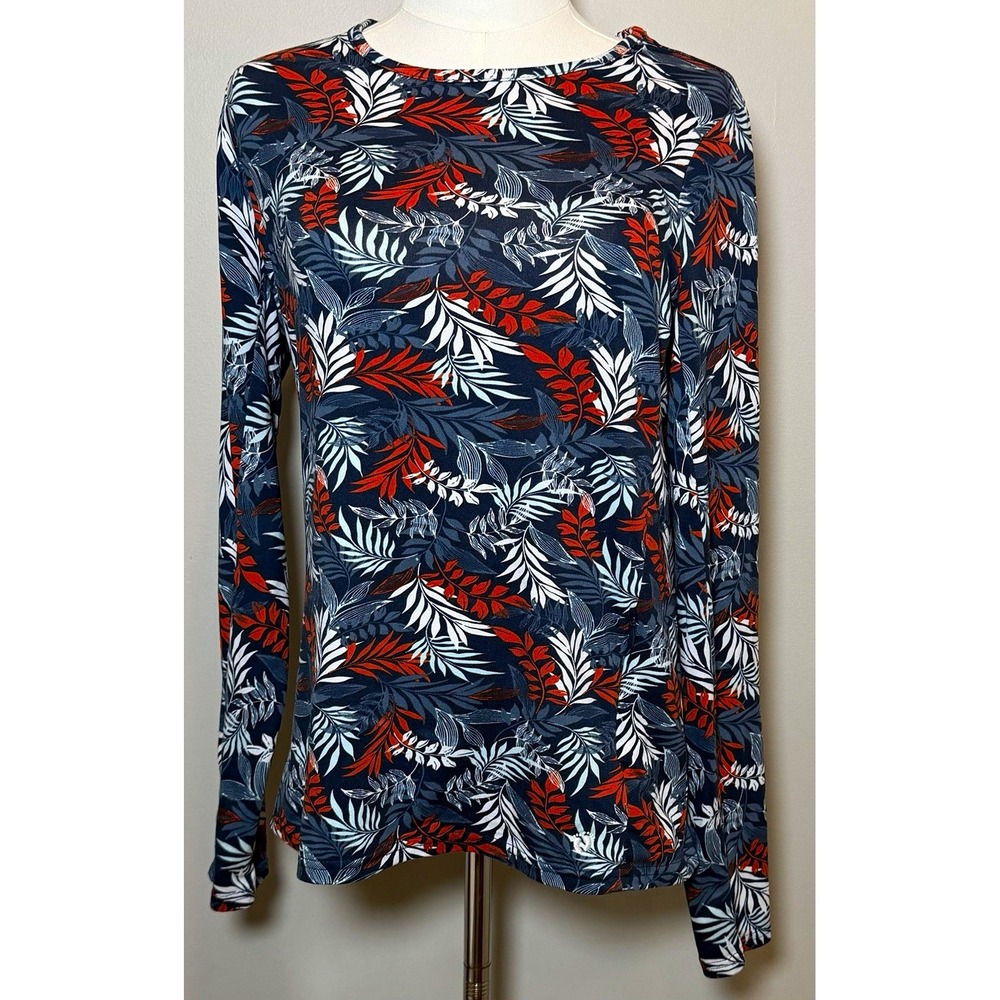Hang Ten UPF 50+ UV Protection Crew Neck Long Sleeve Floral Top Women M Swim